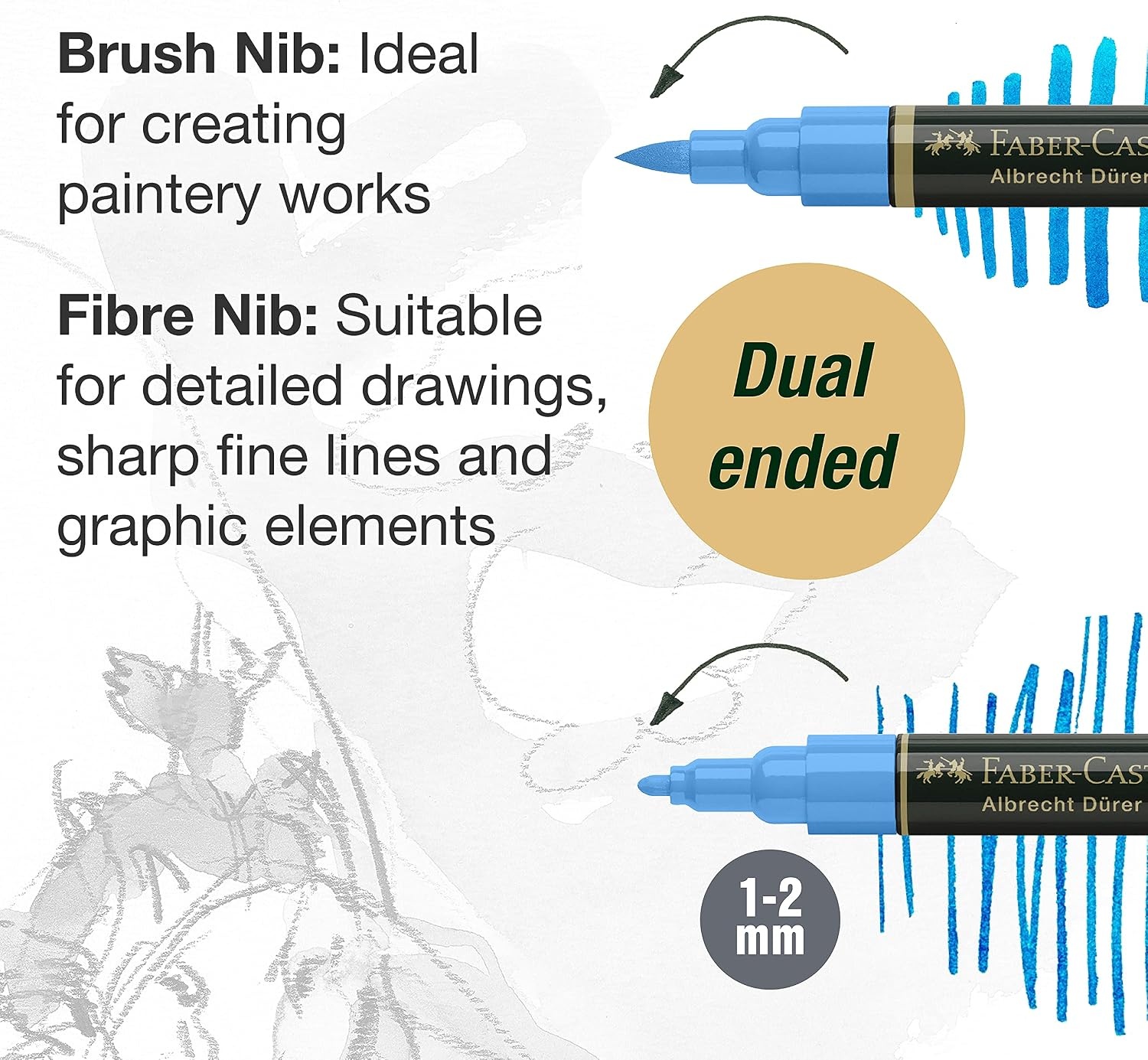 image:imageFaberCastell Albrecht Durer Watercolor Markers  10 Colors Watercolor Brush Markers for Artists10 Count