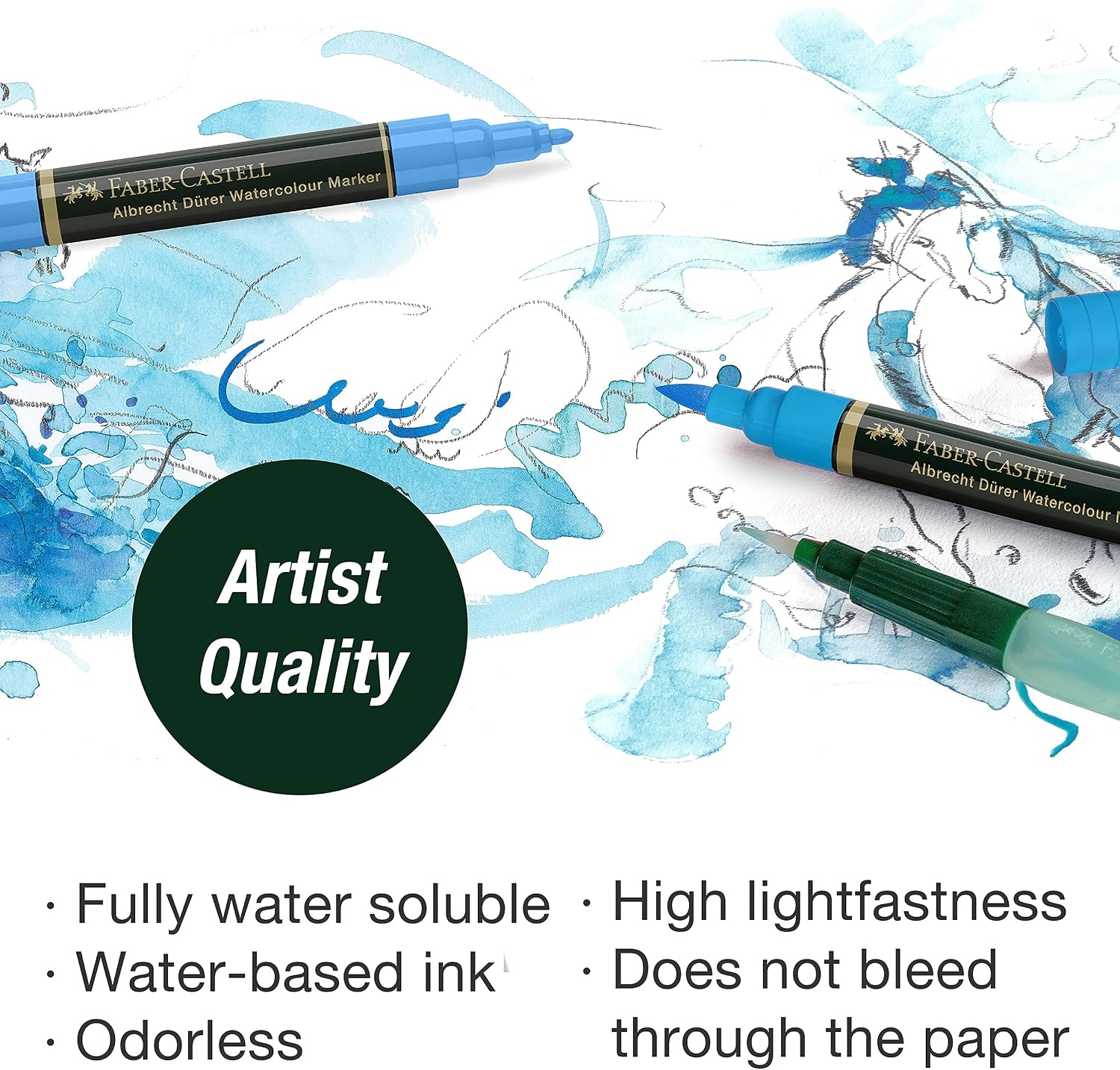 image:imageFaberCastell Albrecht Durer Watercolor Markers  10 Colors Watercolor Brush Markers for Artists10 Count