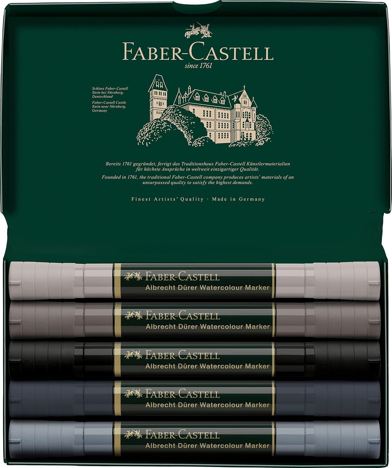 image:imageFaberCastell Albrecht Durer Watercolor Markers  10 Colors Watercolor Brush Markers for Artists5 Count  Grey Tones