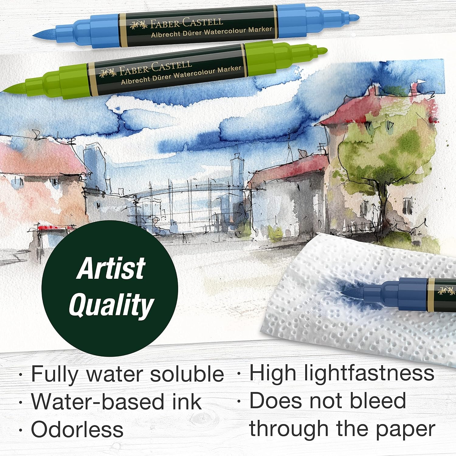 image:imageFaberCastell Albrecht Durer Watercolor Markers  10 Colors Watercolor Brush Markers for Artists5 Count  Urban Sketching