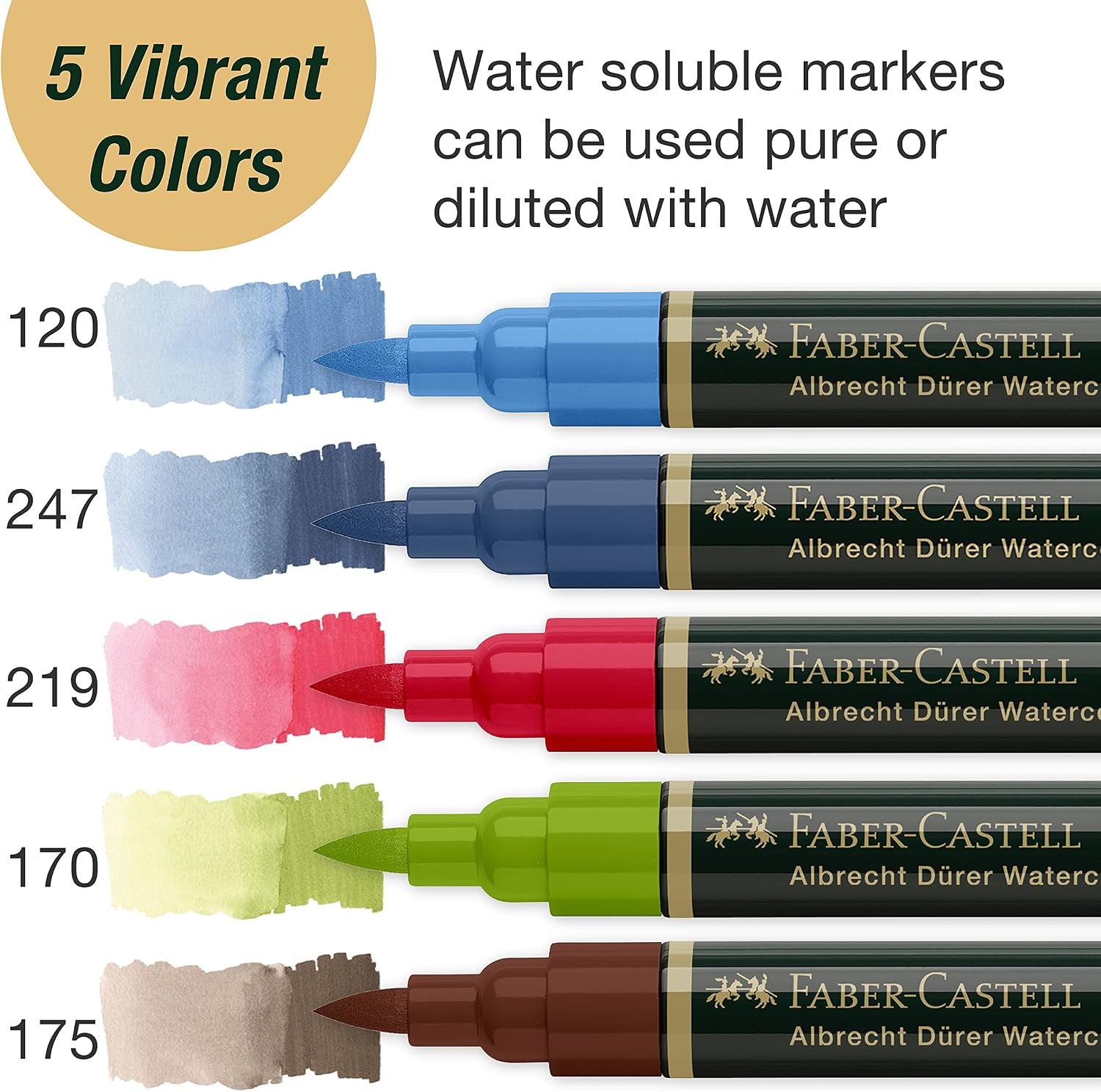 image:imageFaberCastell Albrecht Durer Watercolor Markers  10 Colors Watercolor Brush Markers for Artists5 Count  Urban Sketching
