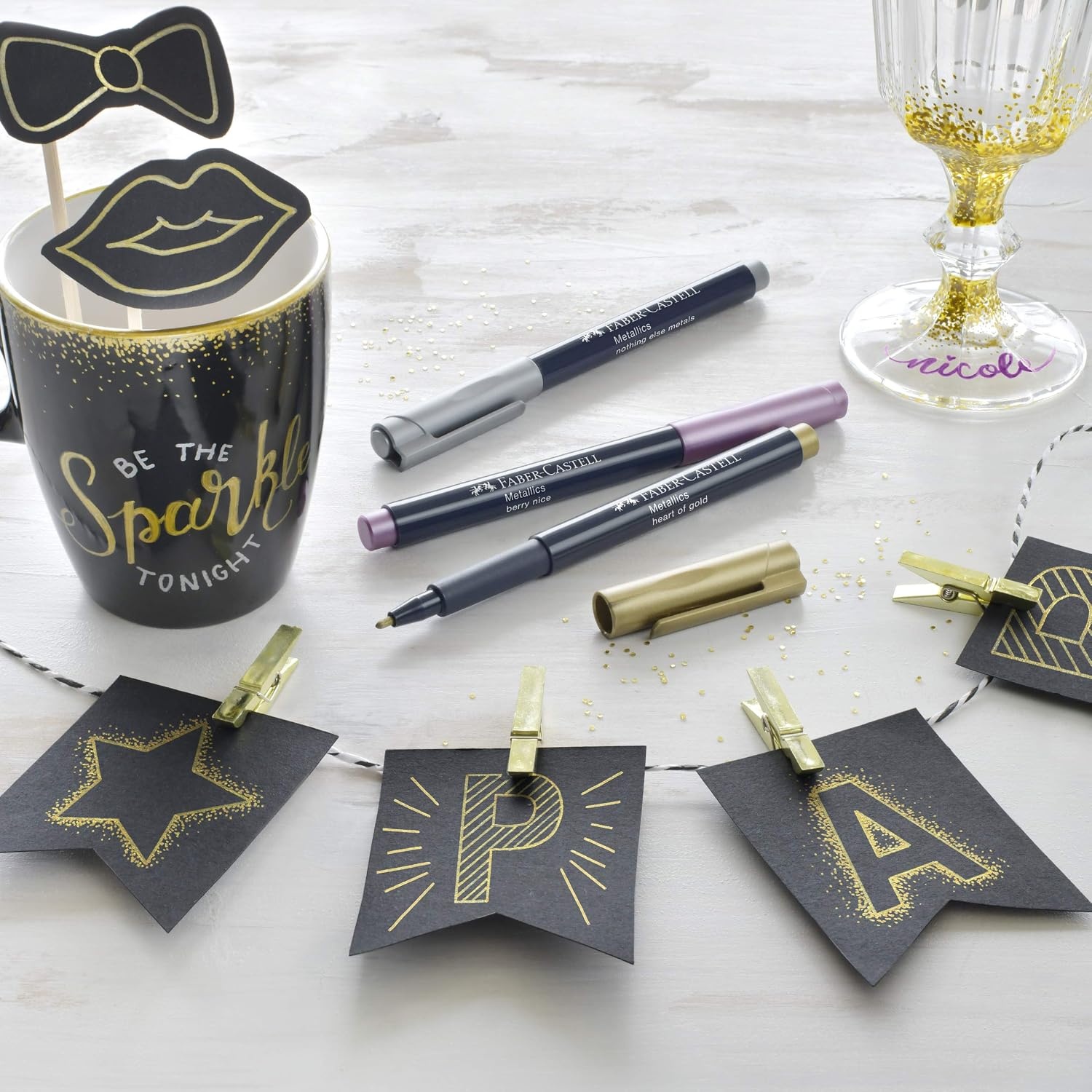 image:imageFaberCastell Metallic Marker Blistercard  Full Range of 6 Colours FC160706AZGold Silver