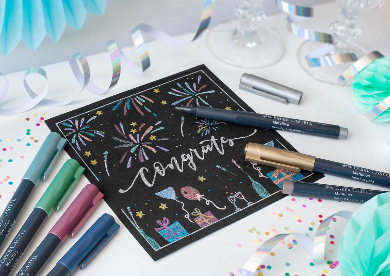 image:imageFaberCastell Metallic Marker Blistercard  Full Range of 6 Colours FC160706AZMetallic