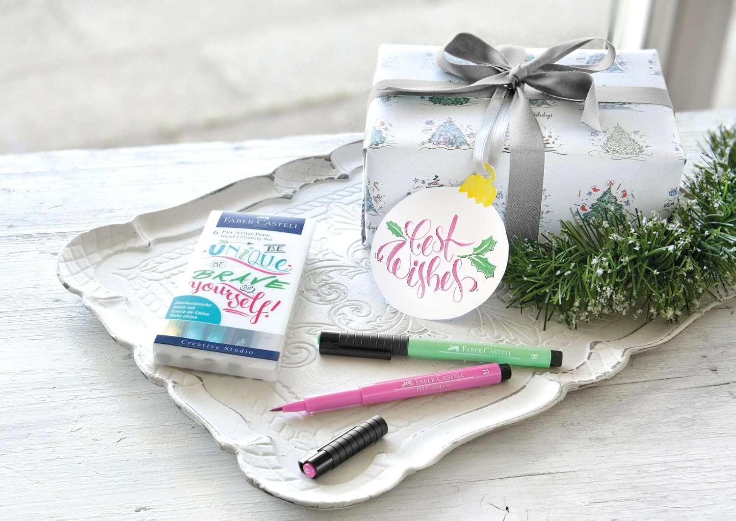 image:imageFaberCastell Pitt Artist Pen Hand Lettering Set  6 Modern Calligraphy and Lettering Markers In Assorted Nibs and Colors Be Unique