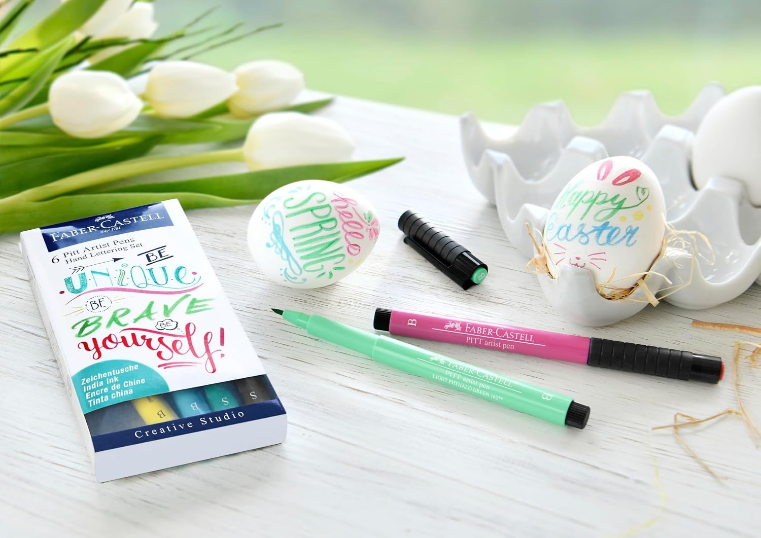 image:imageFaberCastell Pitt Artist Pen Hand Lettering Set  6 Modern Calligraphy and Lettering Markers In Assorted Nibs and Colors Be Unique