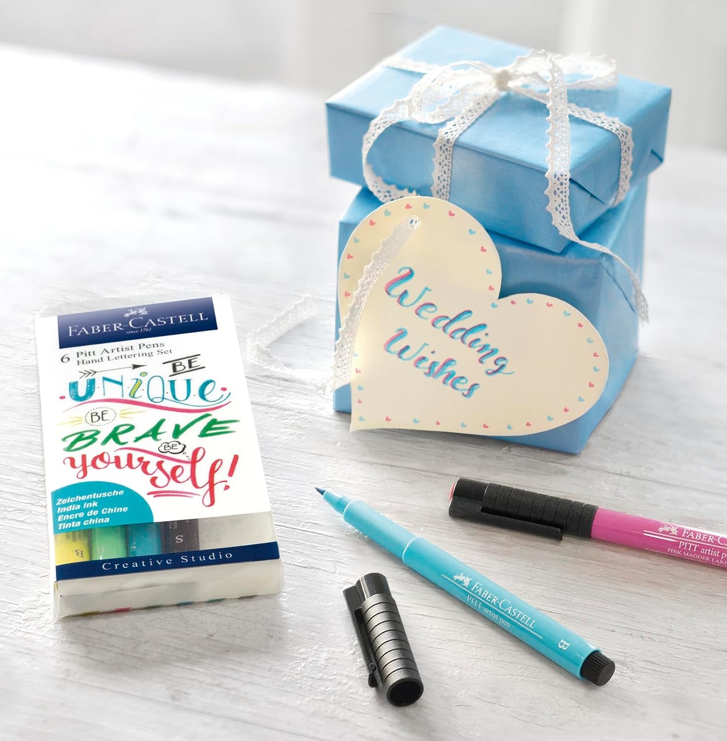 image:imageFaberCastell Pitt Artist Pen Hand Lettering Set  6 Modern Calligraphy and Lettering Markers In Assorted Nibs and Colors Be Unique