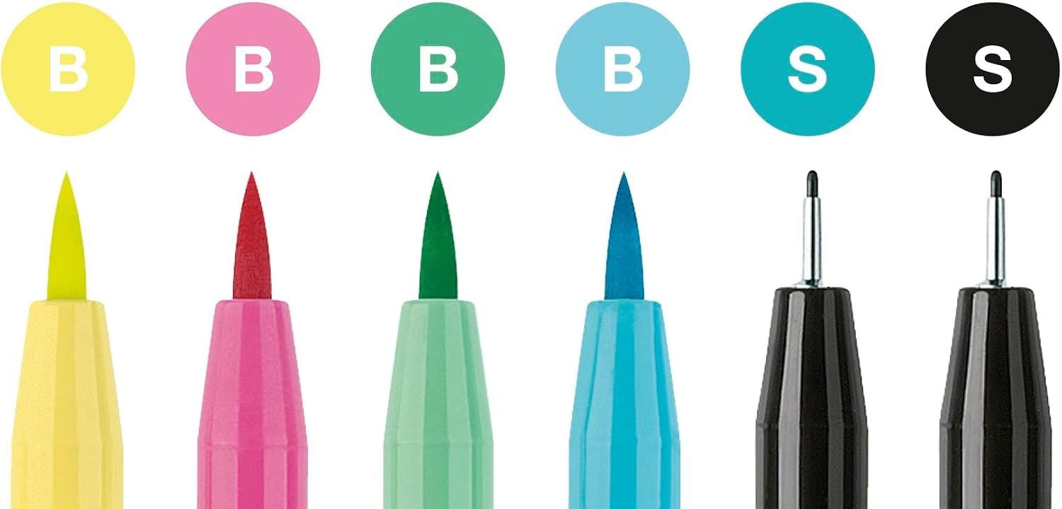 image:imageFaberCastell Pitt Artist Pen Hand Lettering Set  6 Modern Calligraphy and Lettering Markers In Assorted Nibs and Colors Be Unique