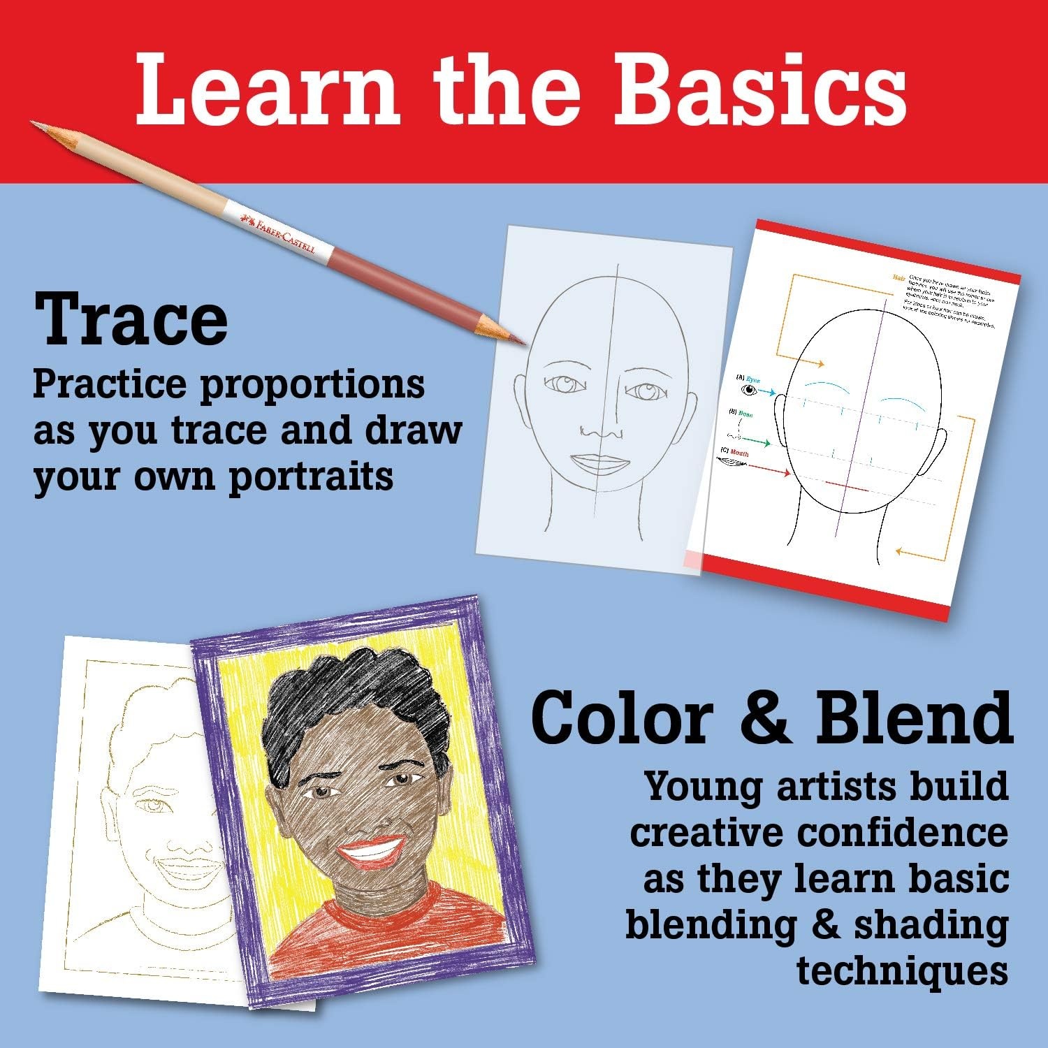 image:imageFaberCastell World Colors How to Draw Faces Kit  Learn to Draw Portraits for Beginners  40 Piece Skin Tone Coloring Pencils and Paper Art SetHow to Draw Faces Portrait Set