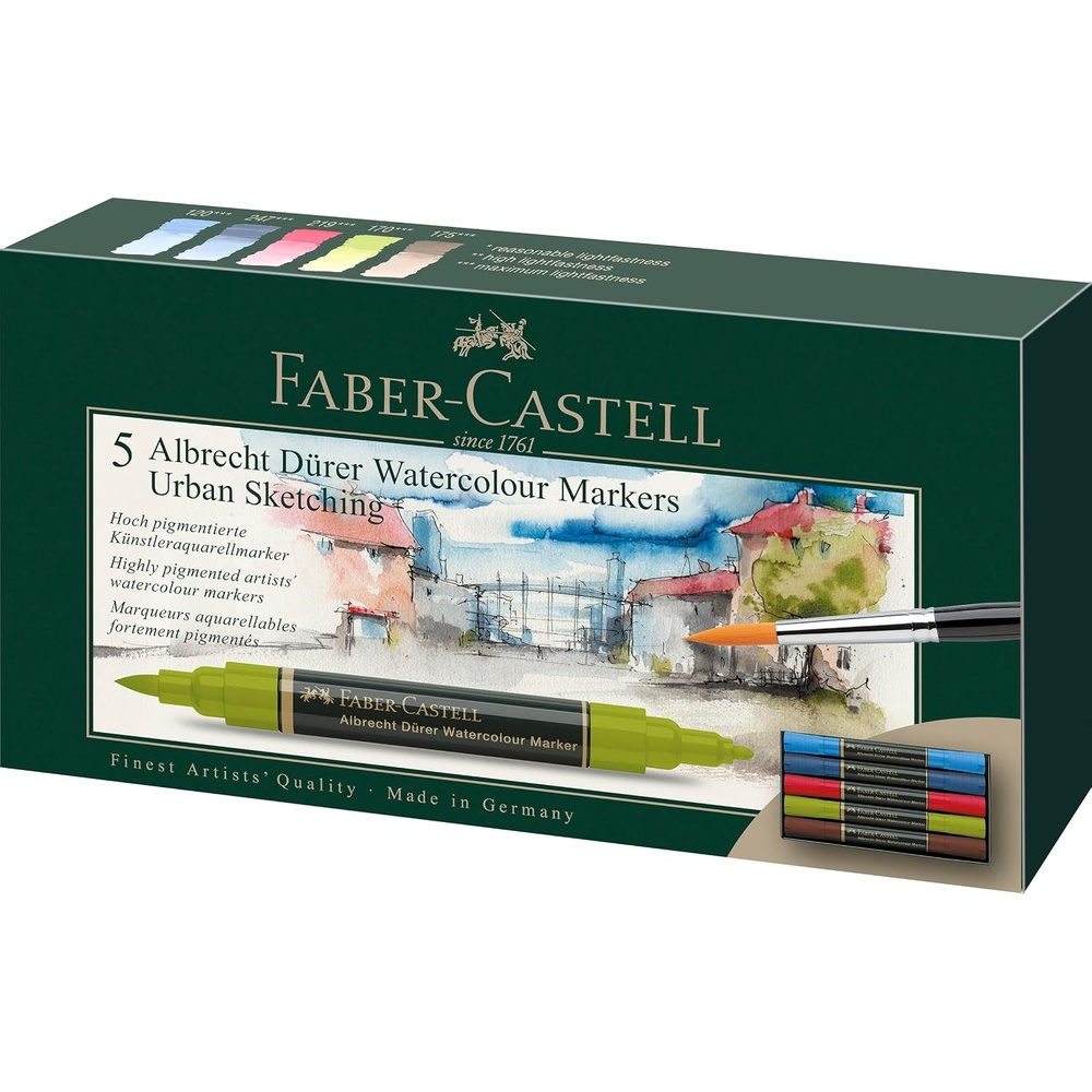 image:imageFaberCastell Albrecht Durer Watercolor Markers  10 Colors Watercolor Brush Markers for Artists5 Count  Urban Sketching