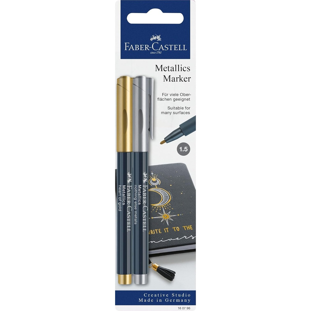 image:imageFaberCastell Metallic Marker Blistercard  Full Range of 6 Colours FC160706AZGold Silver