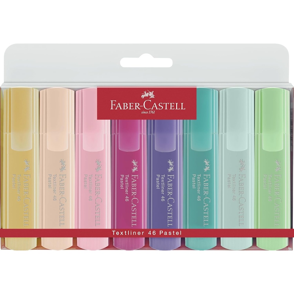 image:imageFaberCastell Pastel Highlighters Set  8 Chisel Tip Highlighter Pens in Assorted Pastel Colors