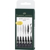 image:imageFaberCastell F167116 Pitt Artist Pen Wallet of 6 with Assorted Tips  Black6 Count Pack of 1