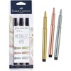 image:imageFaberCastell 4 Pitt Artists Pens  4 India Ink Metallic Markers In Assorted Colors  Bullet Nib3 Count Classic Metallic