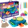 image:imageFaberCastell Neon Glow Pottery Studio Create Your Own Pottery Designs with USBPowered Pottery Wheel Air Dry Clay Neon amp Glow in The Dark Paints Tools amp 50 Craft Supplies for Kids Ages 8Deluxe Starter Bundle