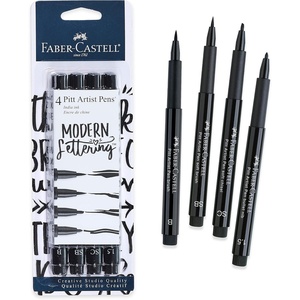 image:imageFaberCastell Black Modern Lettering Pitt Artist Pen Set 4 CountBlack Lettering
