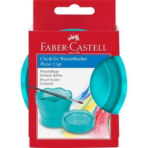 image:imageFaberCastell Clic amp Go Portable Paint Water Cup with Brush Holder Turquoise  Collapsible Paint Brush Cleaner Rinse Cup Travel Friendly Painting Accessories1 Count Pack of 1