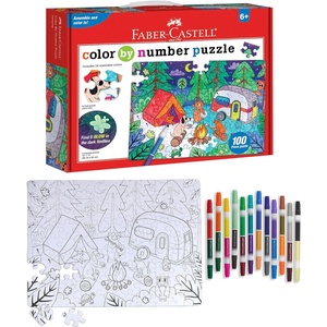 image:imageFaberCastell Coloring by Number Coloring Puzzle Camping Set  Color Build amp Reveal a GlowinTheDark Puzzle Scene  Relaxing ScreenFree Creative Activity for Kids Ages 6Camping
