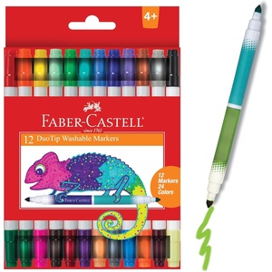 image:imageFaberCastell DuoTip Washable Markers  12 Markers 24 Colors  Great for Summer Supplies Ages 412 Markers 24 Colors
