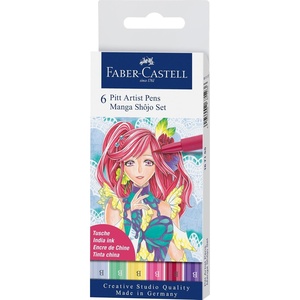 image:imageFaberCastell F167116 Pitt Artist Pen Wallet of 6 with Assorted Tips  Black1 Count Pack of 6