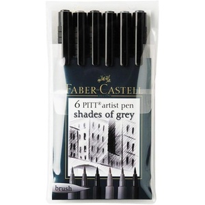 image:imageFaberCastell F167116 Pitt Artist Pen Wallet of 6 with Assorted Tips  Black6 Count Pack of 1