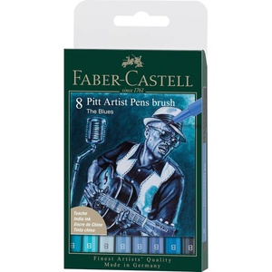 image:imageFaberCastell F167116 Pitt Artist Pen Wallet of 6 with Assorted Tips  Black8 Count Pack of 1
