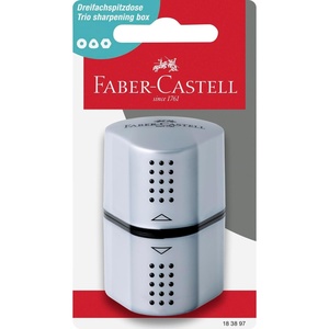 image:imageFaberCastell Grip Trio Pencil Sharpener SilverSilver