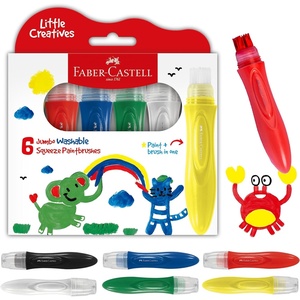 image:imageFaberCastell Little Creatives Jumbo Squeezing Paint Brushes 6 Colors Paint Sticks for Kids Washable Toddler Art Supplies Non Toxic Paint and Brush in One Kids Crafts Age 3 to 5Squeezing Paintbrushes