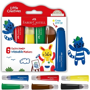 image:imageFaberCastell Little Creatives Jumbo Squeezing Paint Brushes 6 Colors Paint Sticks for Kids Washable Toddler Art Supplies Non Toxic Paint and Brush in One Kids Crafts Age 3 to 5Washable Markers