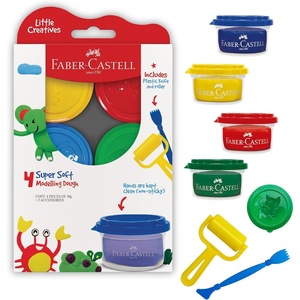 image:imageFaberCastell Little Creatives Jumbo Squeezing Paint Brushes 6 Colors Paint Sticks for Kids Washable Toddler Art Supplies Non Toxic Paint and Brush in One Kids Crafts Age 3 to 5Modeling Dough 4 Count