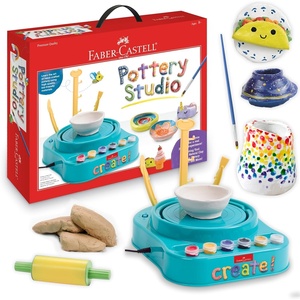 image:imageFaberCastell Neon Glow Pottery Studio Create Your Own Pottery Designs with USBPowered Pottery Wheel Air Dry Clay Neon amp Glow in The Dark Paints Tools amp 50 Craft Supplies for Kids Ages 8Starter Pottery Wheel