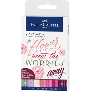 image:imageFaberCastell Pitt Artist Hand Lettering Set Pink Floral 8 CountPink Floral 8 Assorted Nibs
