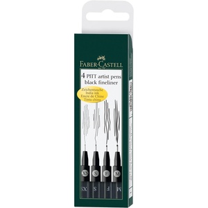 image:imageFaberCastell Pitt Artist Pen 167115 India Ink Pens Pack of 4 M F S XS Blackblack