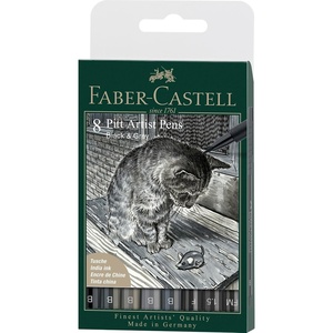 image:imageFaberCastell Pitt Artist Pen Black amp Grey B F 15 FM 167171 Ink Pen Pack of 8Modern