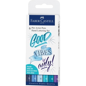 image:imageFaberCastell Pitt Artist Pen Hand Lettering Set  6 Blue Brush Lettering Pens