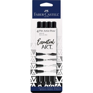 image:imageFaberCastell Pitt Artist Pens Essential Set  4 Black Markers Variety of NibsEssential Art Black