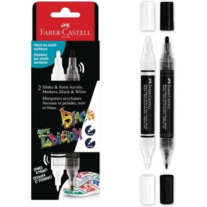 image:imageFaberCastell Shake amp Paint Markers Metallic  6 Count Dual Tip Acrylic Paint Pens Markers Permanent for Clothes Paint Markers for Wood and Art SuppliesBlack  White
