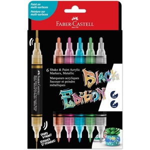 image:imageFaberCastell Shake amp Paint Markers Metallic  6 Count Dual Tip Acrylic Paint Pens Markers Permanent for Clothes Paint Markers for Wood and Art SuppliesMetallic