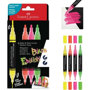image:imageFaberCastell Shake amp Paint Markers Metallic  6 Count Dual Tip Acrylic Paint Pens Markers Permanent for Clothes Paint Markers for Wood and Art SuppliesNeon