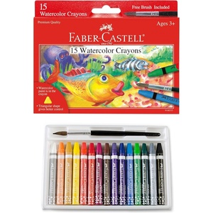 image:imageFaberCastell Watercolor Crayons with Brush 15 Colors  Premium Quality Art Supplies for Kids