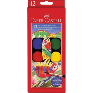 image:imageFaberCastell Watercolor Paint Set  12 Washable Watercolor Paints amp Paintbrush  Kids Art Supplies for Painting Mixing Colors School Projects amp Creative Expression Ages 3Watercolor Paint Set