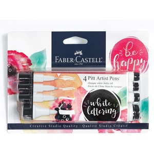 image:imageFaberCastell White Pitt Artist Pen Set  4 Opaque White India Ink Artist Markers  Lettering and Illustration Marker Set4 Assorted Markers White